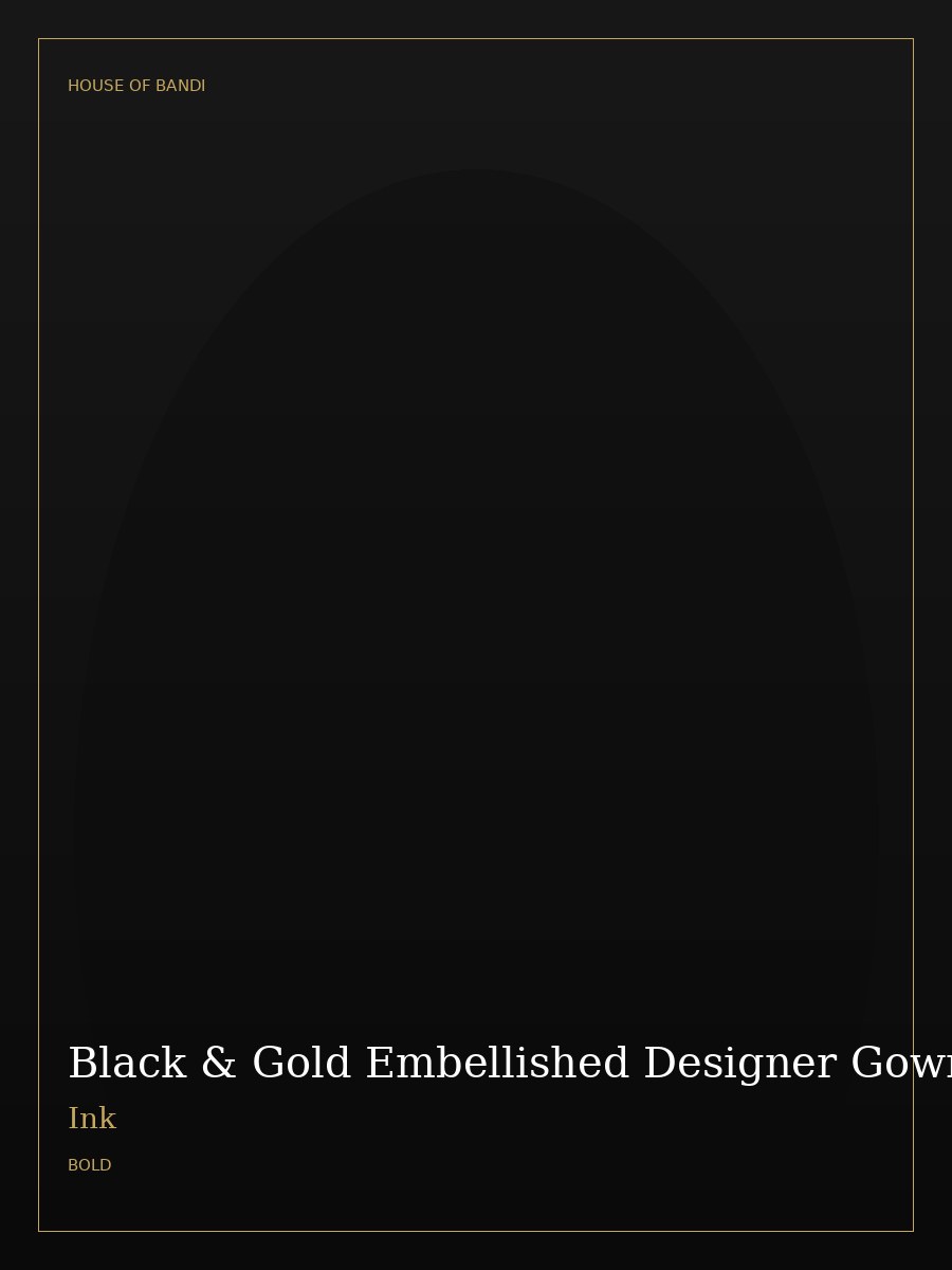 Black & Gold Embellished Designer Gown