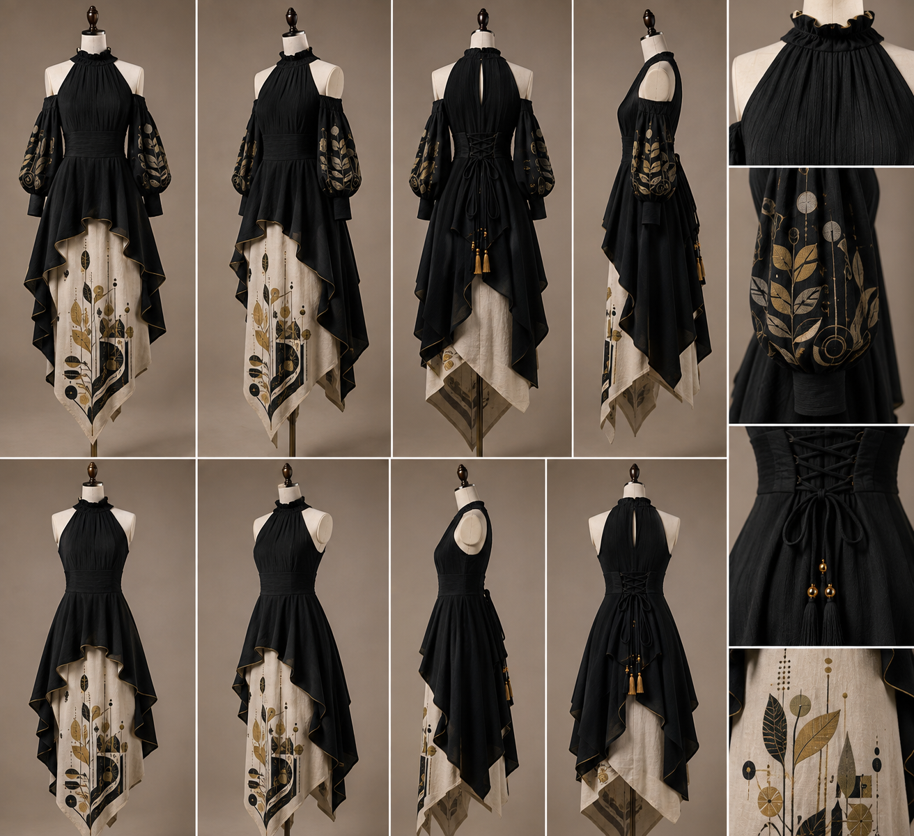 Black Floral Embroidered Anarkali Dress