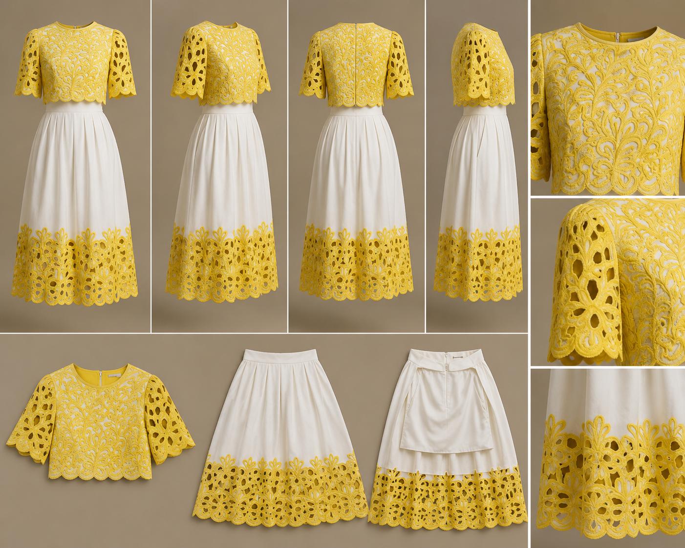 Mustard Yellow Embroidered Lace Dress